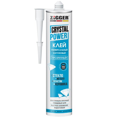 Клей вместо гвоздей  Zigger Crystal POWER, каучуковый, универсальный, прозрачный, 300 г картинка